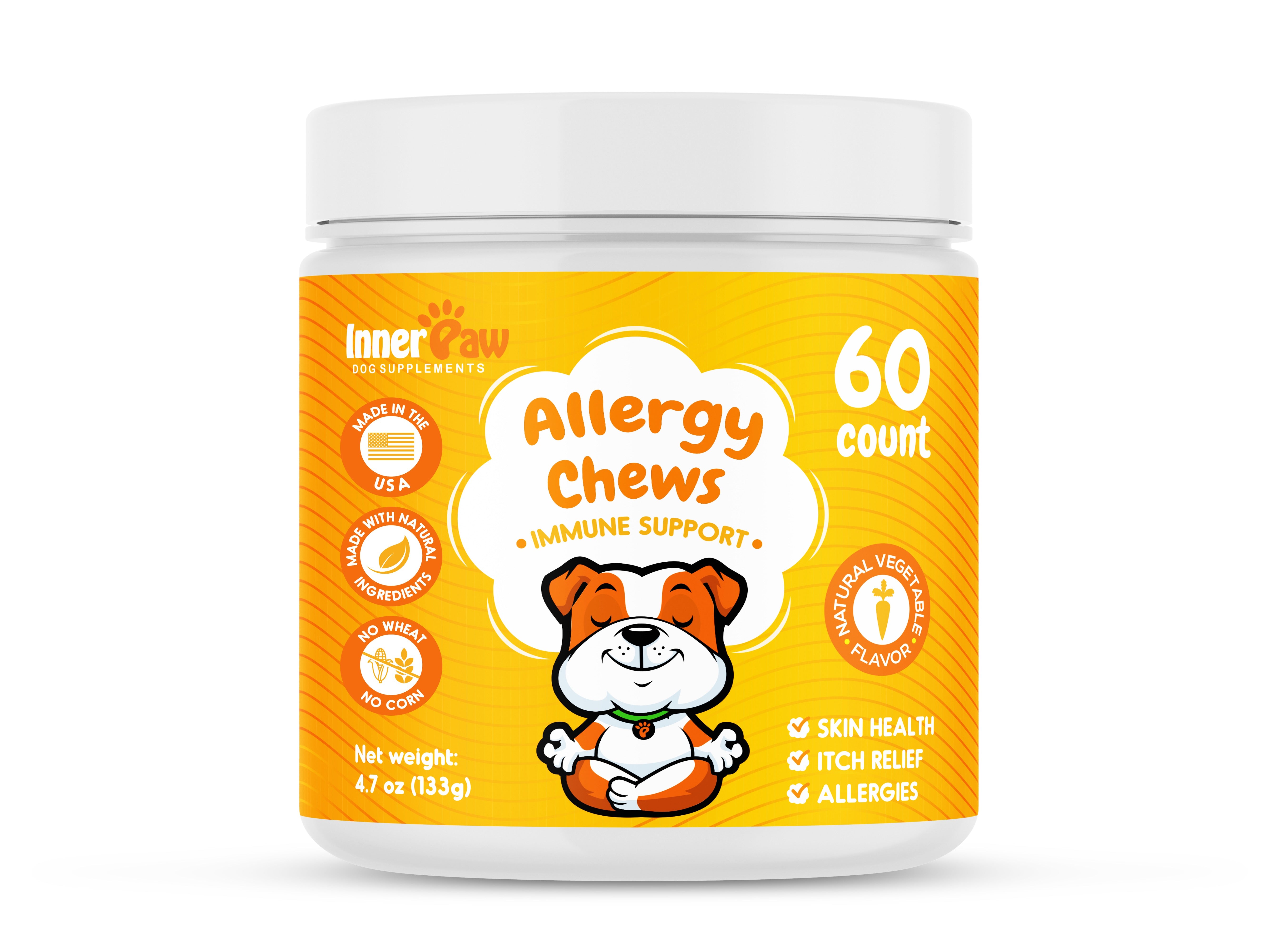 Inner Paw Dog Allergy Chews – Itch Relief & Immune Support for Dogs, 60 Count